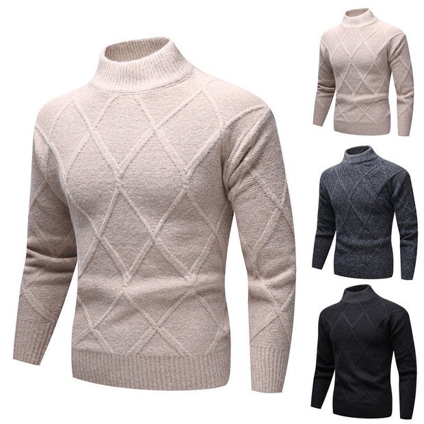 Half Turtleneck Men's Trendy Pattern Long Sleeve Sweater