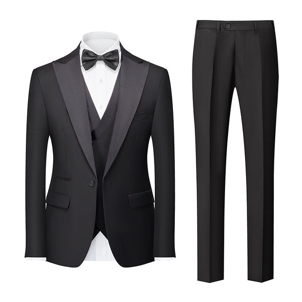 Men's New Suit Three-piece Korean-style Slim-fit Dress Suit