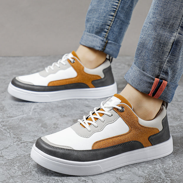 Men's Stylish And Lightweight Leather Surface Color Matching Casual Shoes