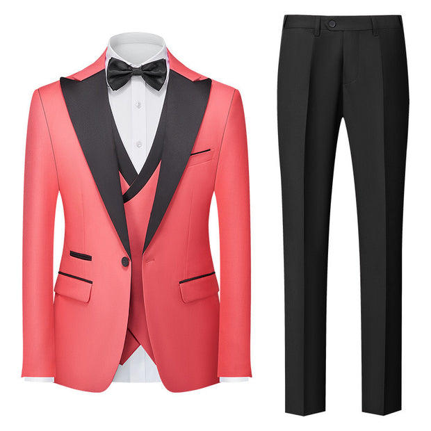 Men's New Suit Three-piece Korean-style Slim-fit Dress Suit