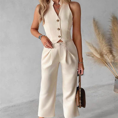 Women's Vest Top Wide Leg Pants Casual Suit