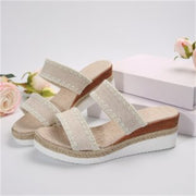 New Hemp Rope Woven Wedge Slippers Summer Ethnic Style Sandals Double Wide Strappy Shoes For Women