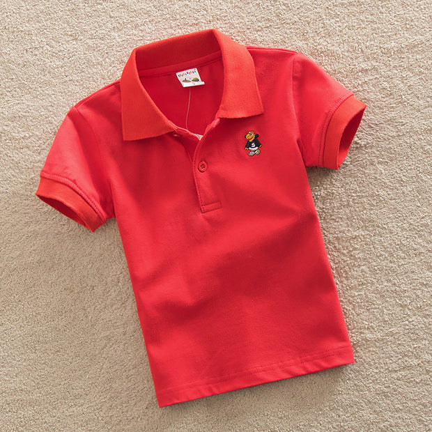 Short-sleeved T-shirt Pure Cotton Children's Clothing 1-15 Years Old Summer Wear Children's Polo Shirt