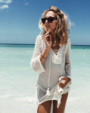 Knitted hollow bikini blouse