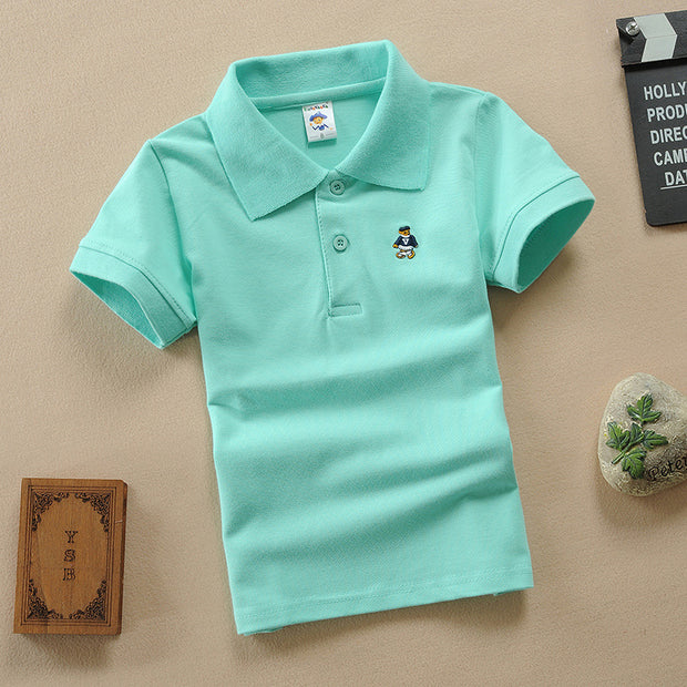 Short-sleeved T-shirt Pure Cotton Children's Clothing 1-15 Years Old Summer Wear Children's Polo Shirt