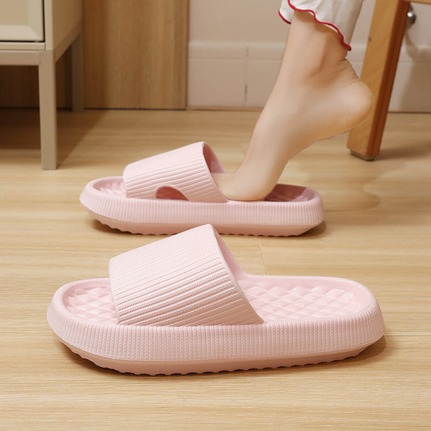 Summer EVA Slippers Solid Color Rhombus Stripe Anti-slip Slippers New Women's Home Shoes