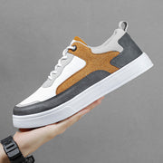 Men's Stylish And Lightweight Leather Surface Color Matching Casual Shoes