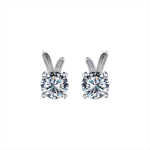 Women's Rabbit Moissanite Sterling Silver Earrings