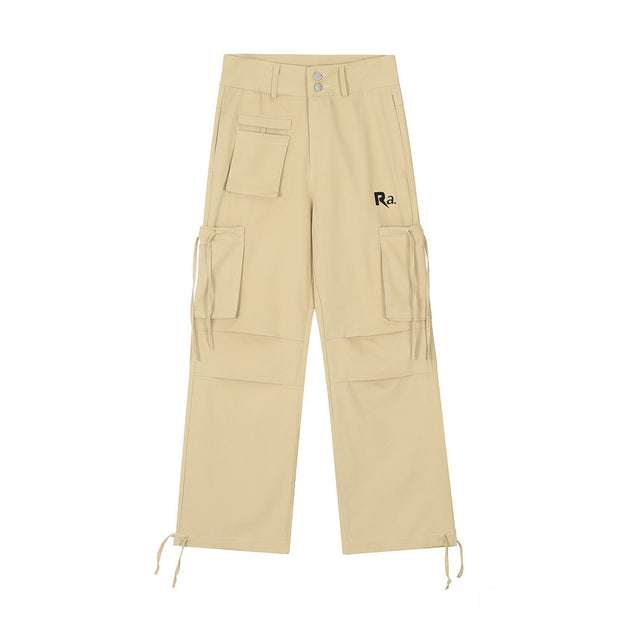 Multi-pocket Straight Cargo Pants Men's Loose