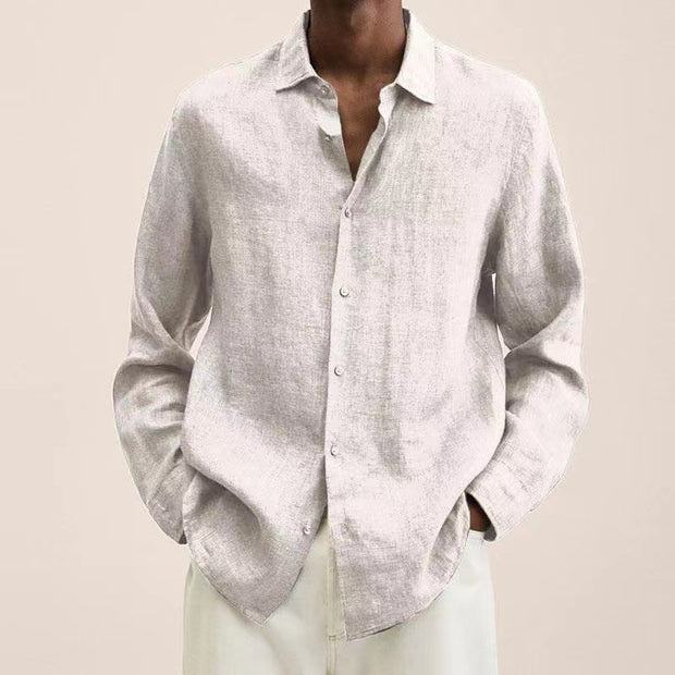 Men's Autumn New Cotton And Linen Shirt Casual Fashion Large Size Men's Clothing