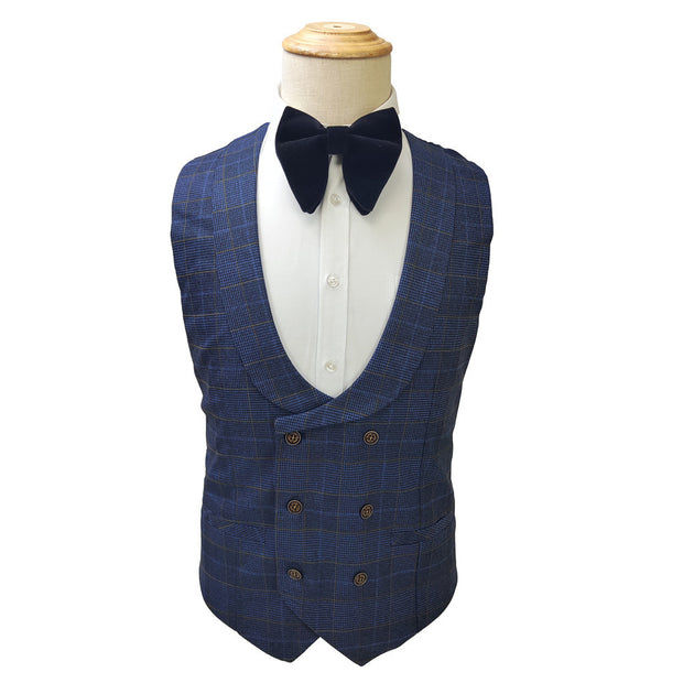 Business Slim-fit Plaid Striped Men's Suit Set