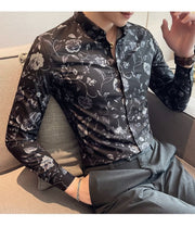 Men's Long Sleeve Flower Slim Fit Autumn Wear