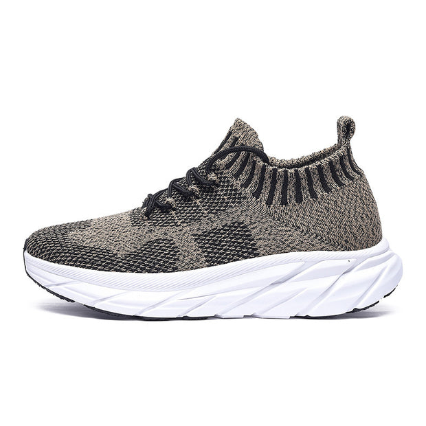 Stretch Sock Shoes Men's Plus Size Flyknit Height Increasing Leisure Sneaker