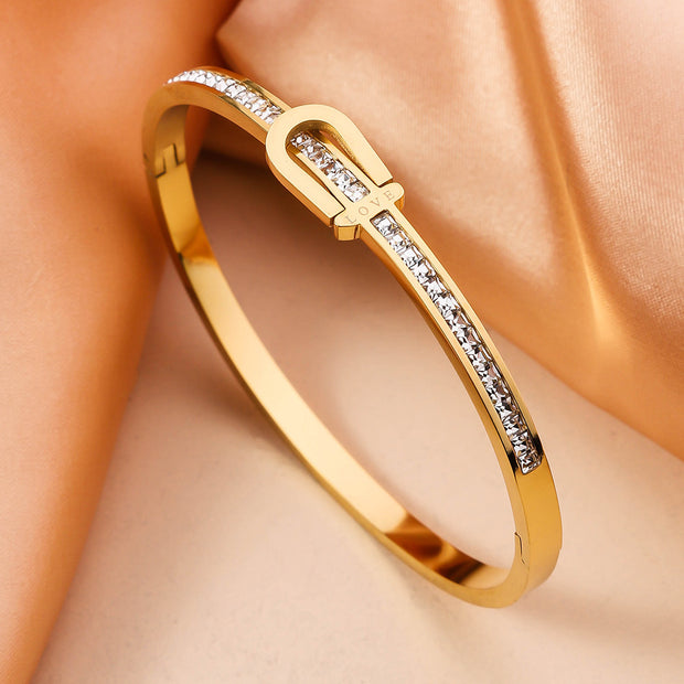 Gold Plating Exquisite Stainless Steel Bracelet Fashion Bracelet & Bangles For Women Lady Jewelry Charm Valentine's Gift