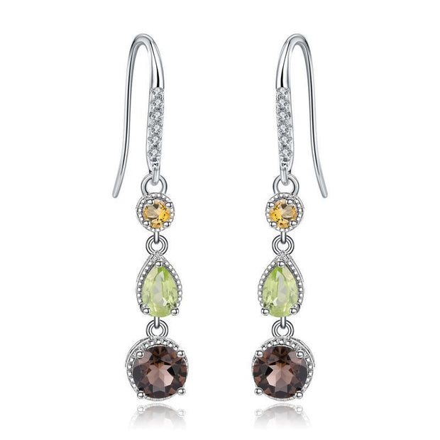 Fashionable Elegant Natural Gemstone Earrings S925 Silver