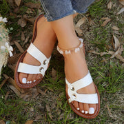 Round Toe Flat Sandals Summer Fashion Casual Non-slip Slides Shoes For Women