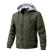 Men's Casual Jacket Quilted Cotton Removable Hood Jacket