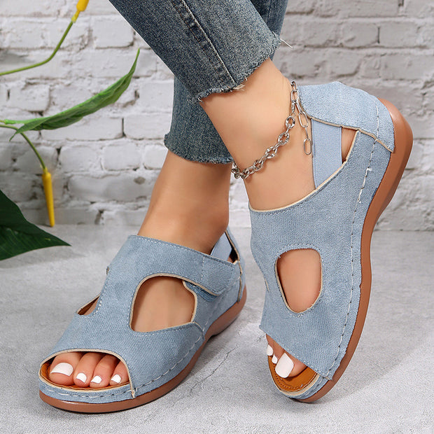 Women's Flat Lightweight Comfortable Velcro Casual Women's Sandals