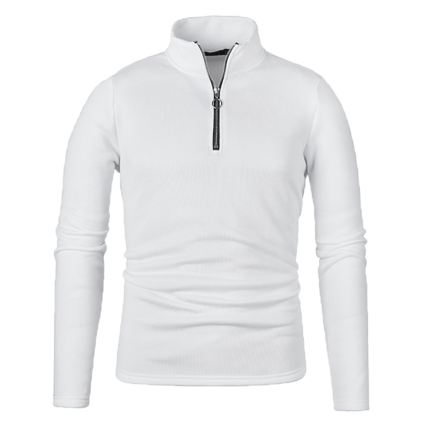 Winter Men's Sweater Placket Zipper Design Solid Color