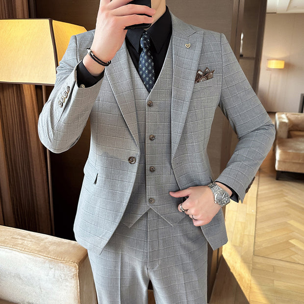 Men's Autumn And Winter Suit Three-piece Business Casual