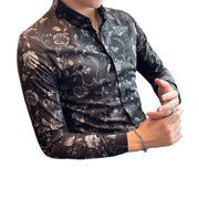 Men's Long Sleeve Flower Slim Fit Autumn Wear