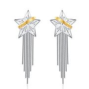 925 Sterling Silver Earrings Design Tassel Niche Five-pointed Planet