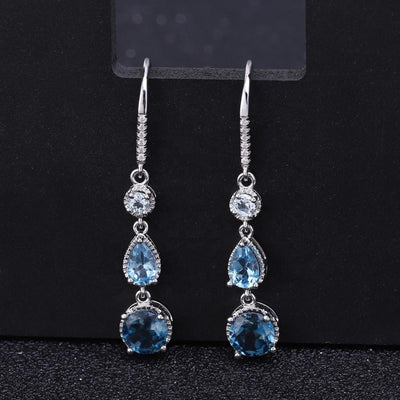 Fashionable Elegant Natural Gemstone Earrings S925 Silver