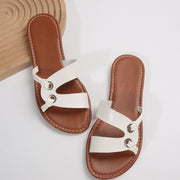 Round Toe Flat Sandals Summer Fashion Casual Non-slip Slides Shoes For Women