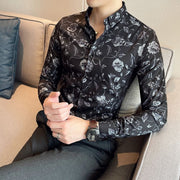 Men's Long Sleeve Flower Slim Fit Autumn Wear