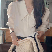 White French Style Shirt For Women Spring And Autumn Chic Puff Sleeve