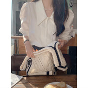 White French Style Shirt For Women Spring And Autumn Chic Puff Sleeve