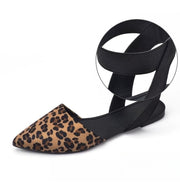 Summer Leopard Print Flat Sandals New Mom Shoes Low Heel Closed Toe Pumps Women