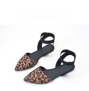 Summer Leopard Print Flat Sandals New Mom Shoes Low Heel Closed Toe Pumps Women