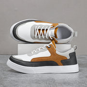 Men's Stylish And Lightweight Leather Surface Color Matching Casual Shoes