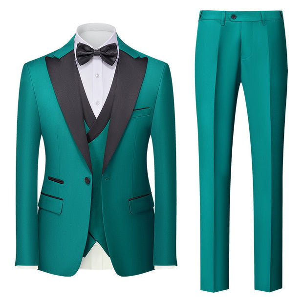 Men's New Suit Three-piece Korean-style Slim-fit Dress Suit